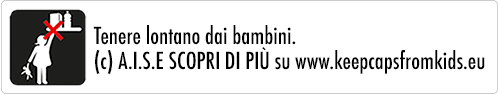 Logo AISE. Tenere lontano dai bambini. Scopri di più su keepcapsfromkids.eu